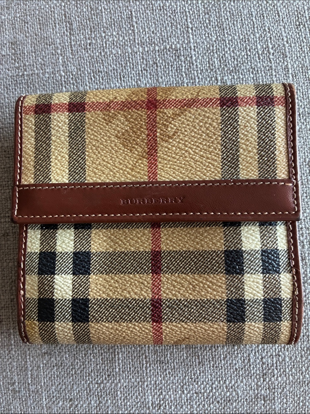 Authentic Burberry Haymarket Embossed Bi-Fold Wallet
